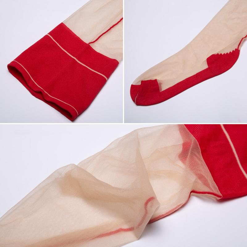 10D Colorful Foot Shaped Medias De Mujer Sexy Cuban Heel Back Seam Leg Slim Thigh High Stockings Ultra Thin Transparent Lingerie