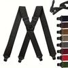 Men'S Wide Heavy Duty Work Strap Adult 4 Clips 120Cm Strap X-Type Elastic Adjustable Strap Bracket Work Men'S Strap  Garter