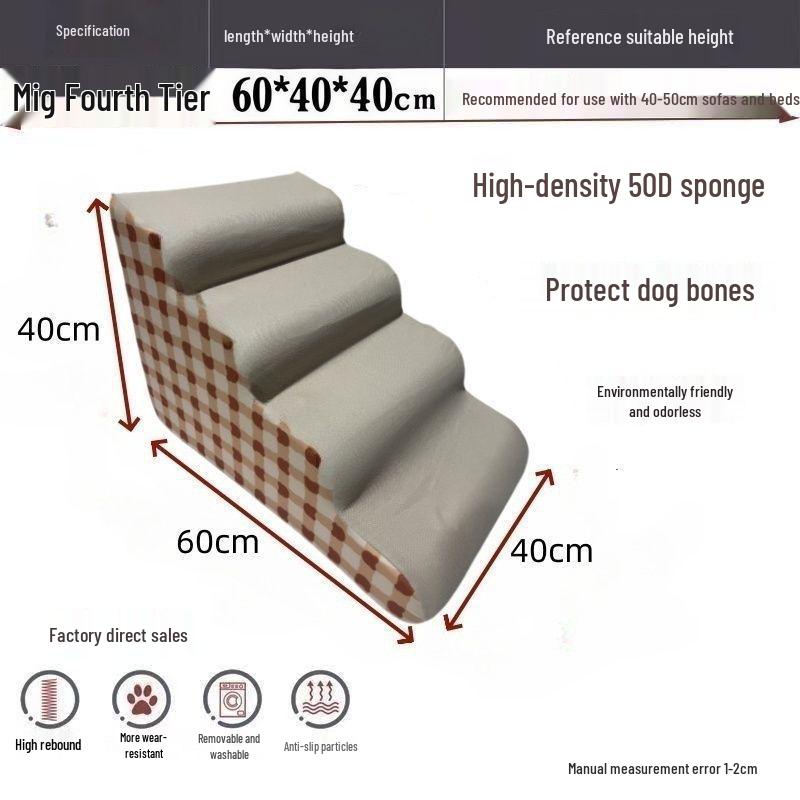 Pet Climbing Ladder: Removable, Washable Dog Bed Stairs for Teddy