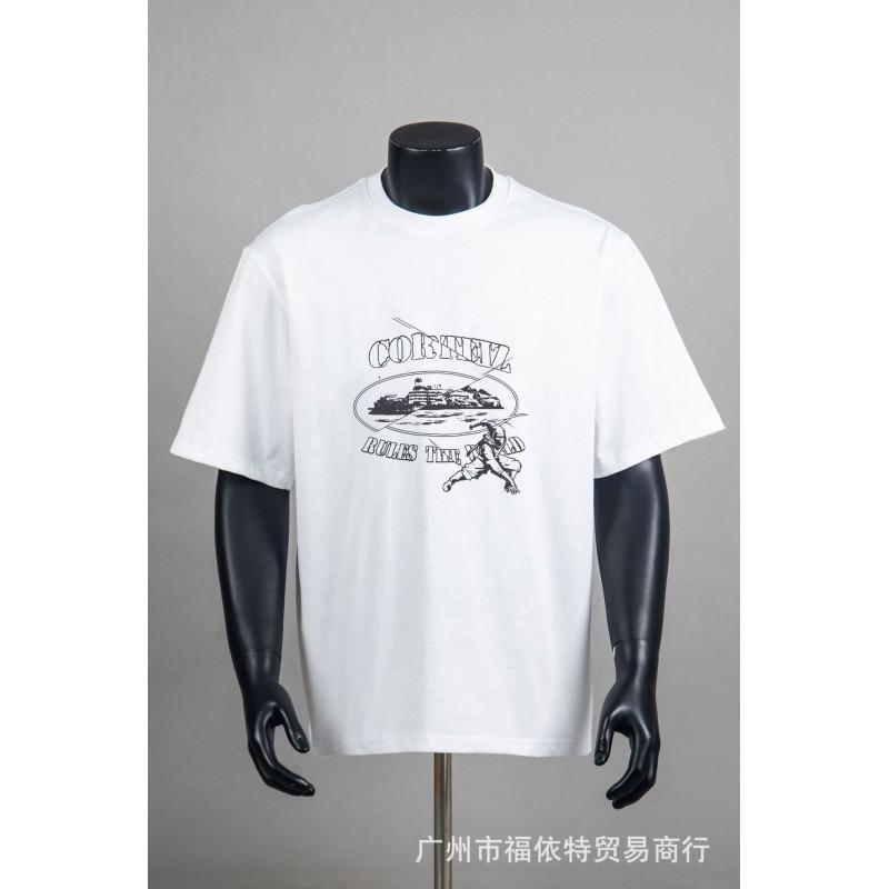Corteiz Alcatraz Vintage Print T-Shirt Herren Damen Streetwear Lockerer Schnitt Kurzarm Tee