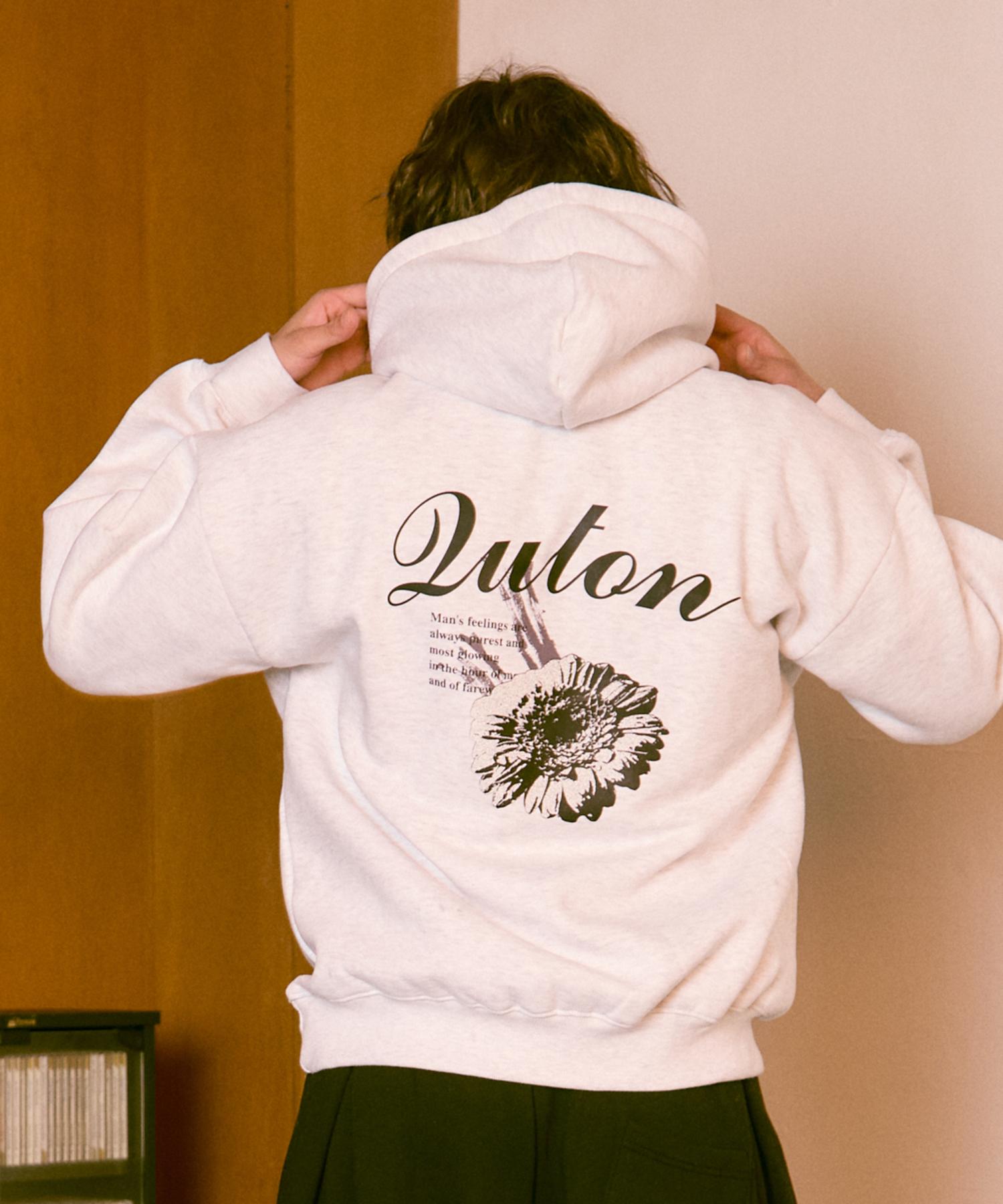 Kuton [Fleece Lined] Dark Grey Floral Oversized Hoodie 3 Colors White Melange (Fleece-Lined Version)/3