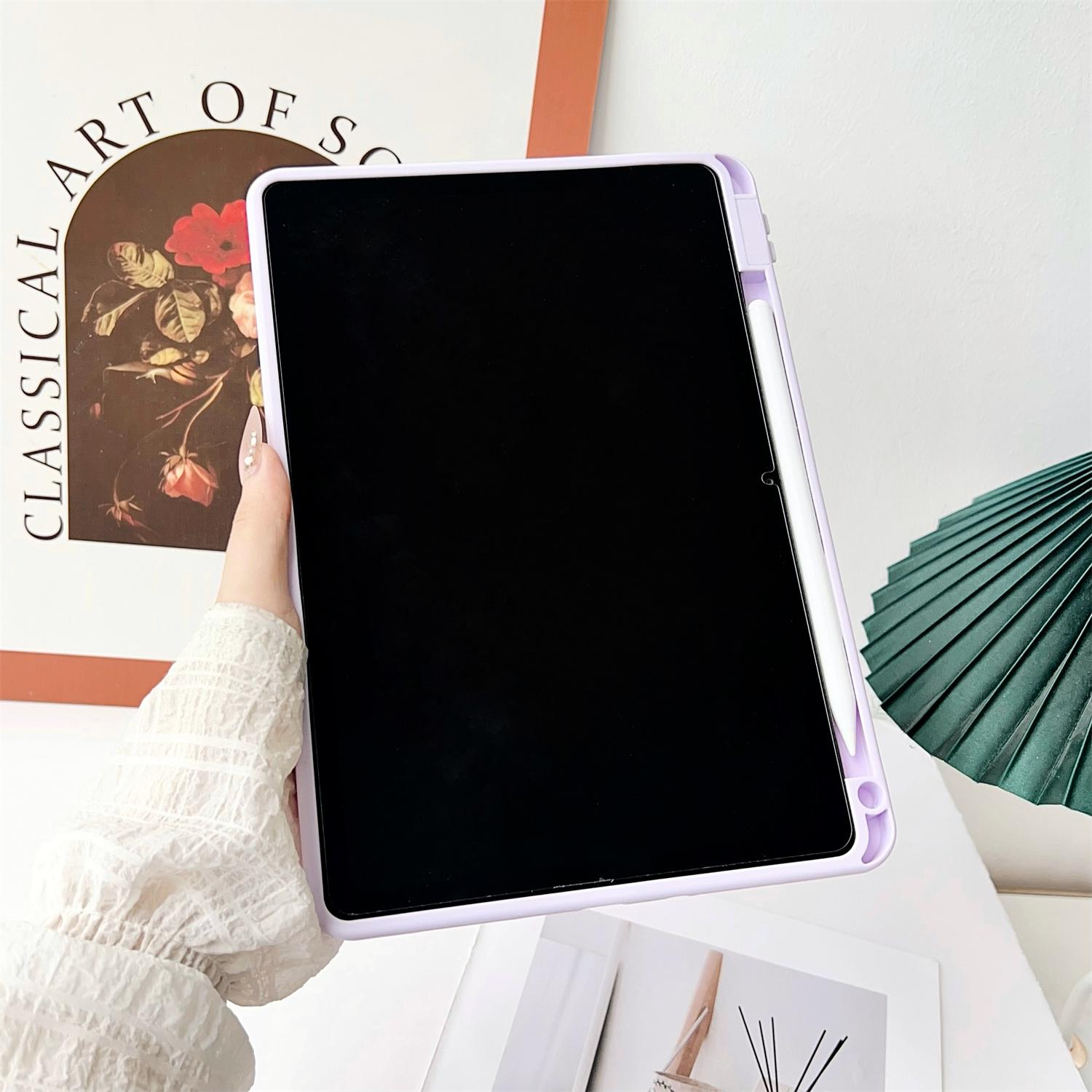 

For Xiaomi Redmi Pad SE Case Solid Color TPU Tablet Cover with Pencil Holder White