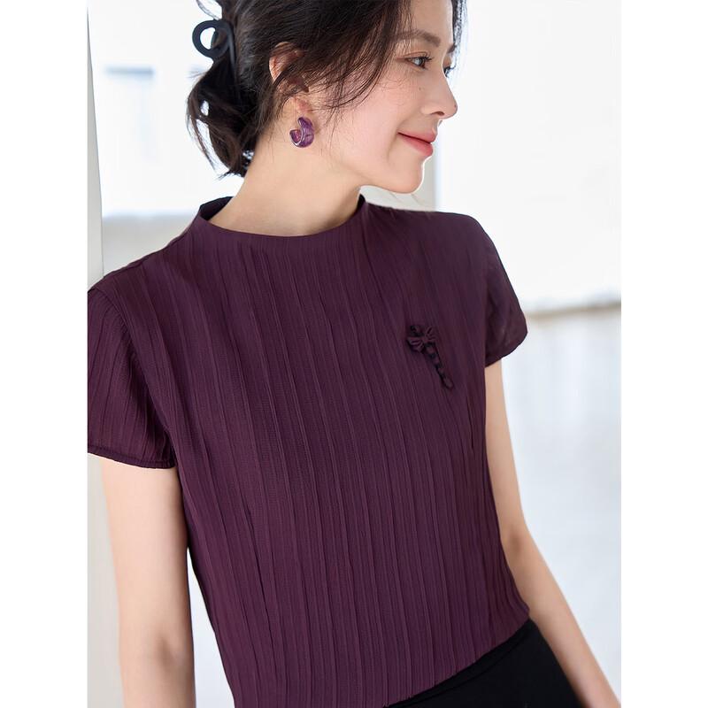 ORIGIN Women s Elegant Pleated Slimming Summer Top L