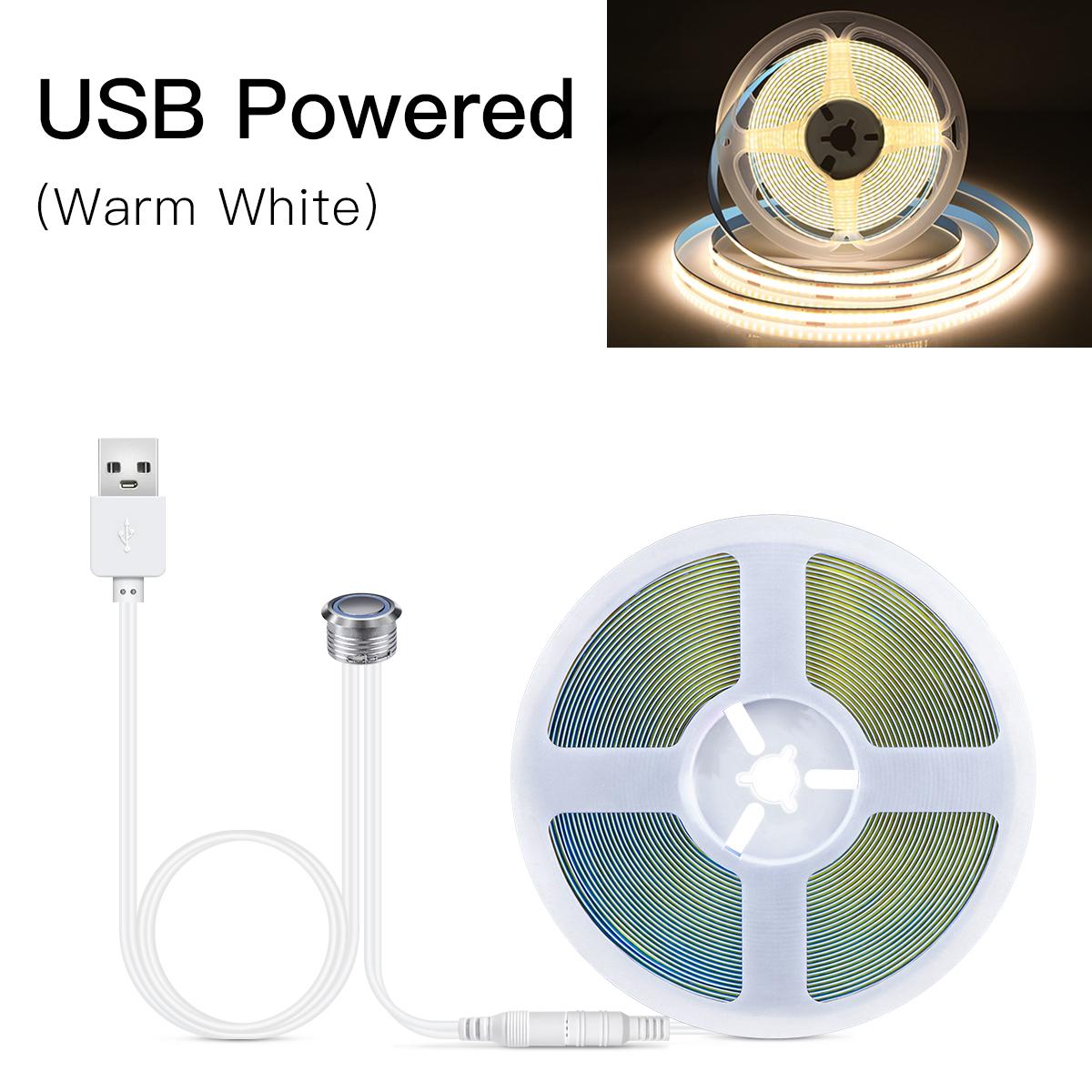 

Сенсорный датчик с регулируемой яркостью COB светодиодная лента USB 5 В встраиваемый сенсорный выключатель светодиодная лента DIY книжный шкаф витрина подсветка телевизора лампа 5M