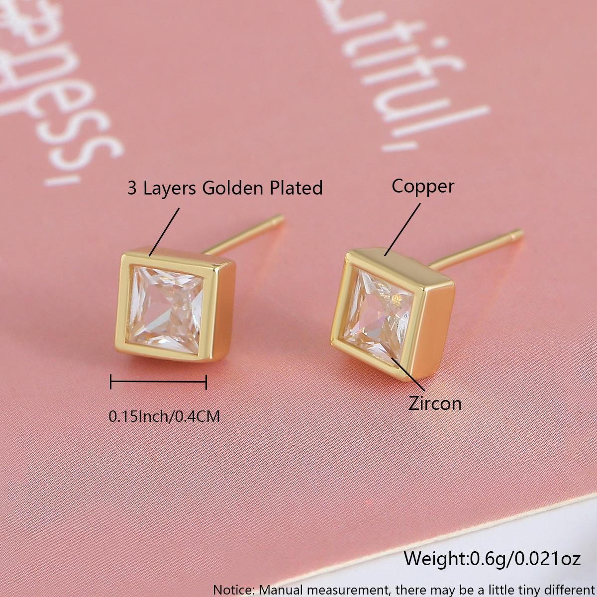 

Exquisite Square-shaped Ear Stud with Geometric Square-shaped Earrings. Fashionable and Simple Earrings. Earrings for Women. 4mm
