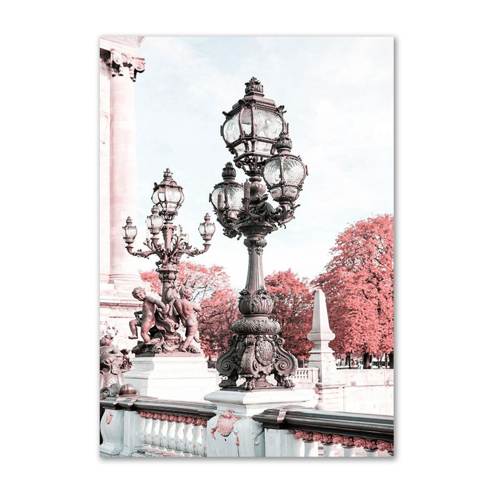 Rosa Blume Leinwand Malerei Wand Poster Und Drucke Retro Auto Fahrrad Paris Tower View Wand Kunst Bilder Für Wohnzimmer decor