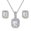 Simple Geometric Square Zircon Stud Earrings Pendant Necklace Women'S, Colored Gemstones Engagement Jewelry Set