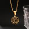 Gold & Silver Vine-Wrapped Inverted Pentagram Square Bead Choker Necklace - 304 Stainless Steel