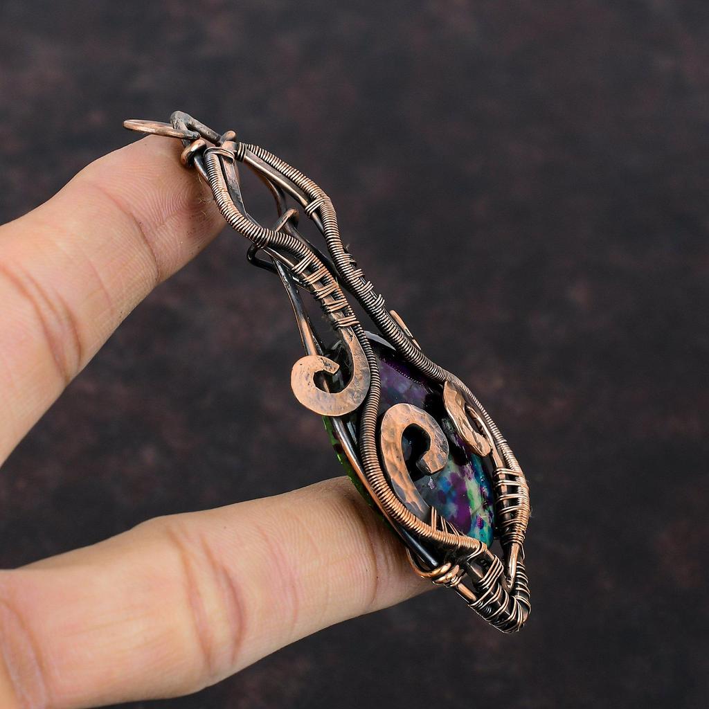 Multi Fire Labradorite Pendant Copper Wire Wrapped Jewelry Gemstone Pendant Labradorite Jewelry Handmade Pendant Copper Pendant Gift For Him