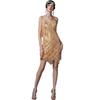 Gatsby 1920s Tassel V-Neck Spaghetti Strap Evening Gown: Retro Latin Dance & Cocktail Party Dress