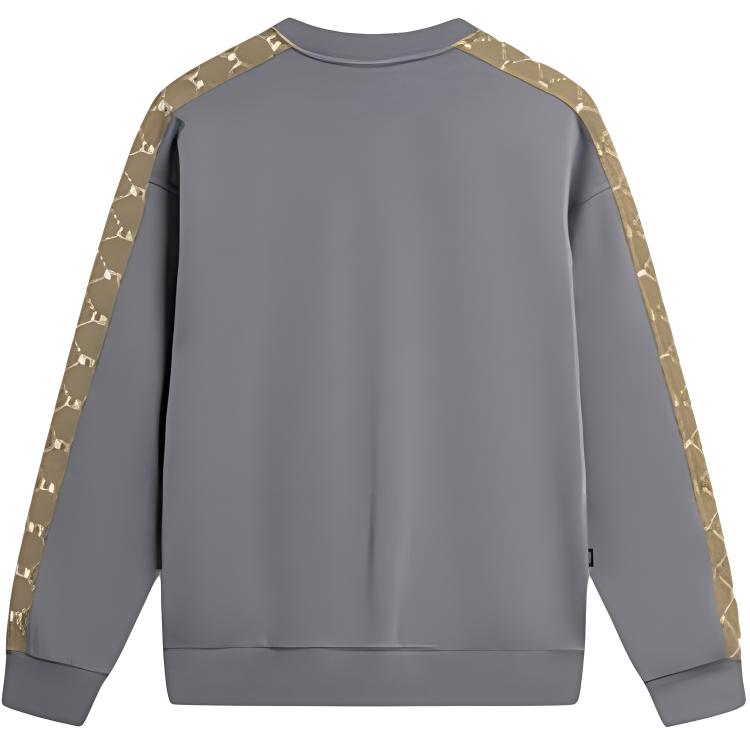 Li-Ning Color Block Loose Comfortable Crew Neck Pullover Sweatshirt Men sweatshirt Gray AWDTA15-2