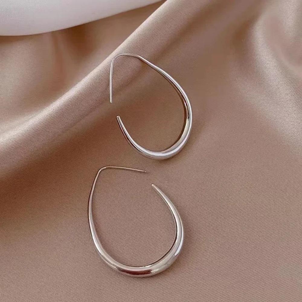 Charm Geometric Round Gold Color Stainless Steel Hoop Earrings for Women Personality Water Drop Dabgle Earring Jewelry Accessory