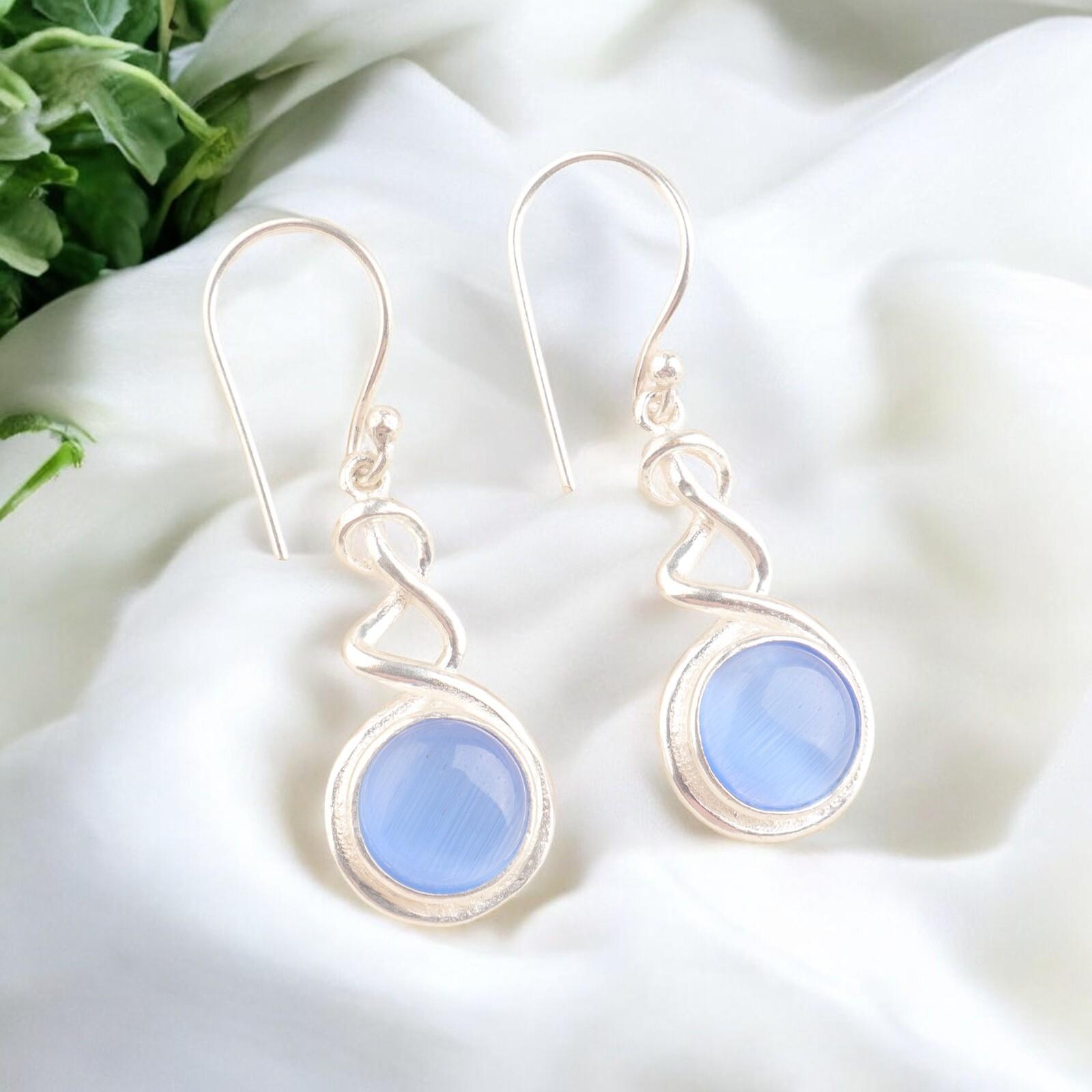 

Темно-синий кошачий глаз 925 серебро ювелирные серьги, серьги с камнем рождения для женщин CE-14-33