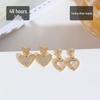 2026 High-End Gold Plated Heart Stud Earrings for Women - Full Diamond, Light Luxury Design