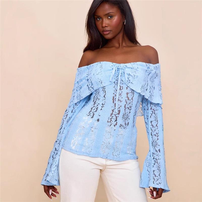 New Lace Top Women Pullovers 2025 Lace Long Sleeves Turtleneck Sexy Casual Basic Blouse Woman T Shirt Thin Solid Color Tops
