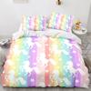 Unicorn Duvet Cover King Queen Cute White Cartoon Animal Bedding Set Children Boys Girl Western Fairy Tale Polyester Quilt Cover