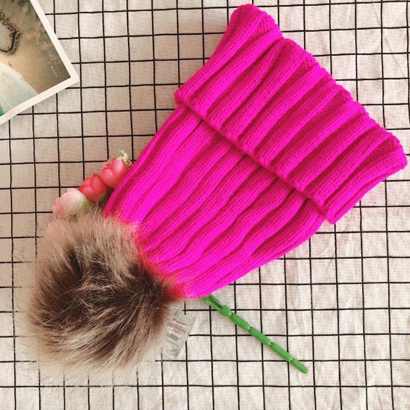 Cozy Womens Winter Hat With Fluffy Pom-pom And Stylish Folded Cuff Design