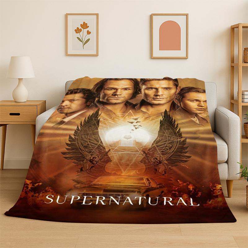 SPN Supernatural Dean Sam TV Flannel Blanket Soft Warm Throw Blanket for Bedroom Living Room Bed Travel Camping Picnic Kid