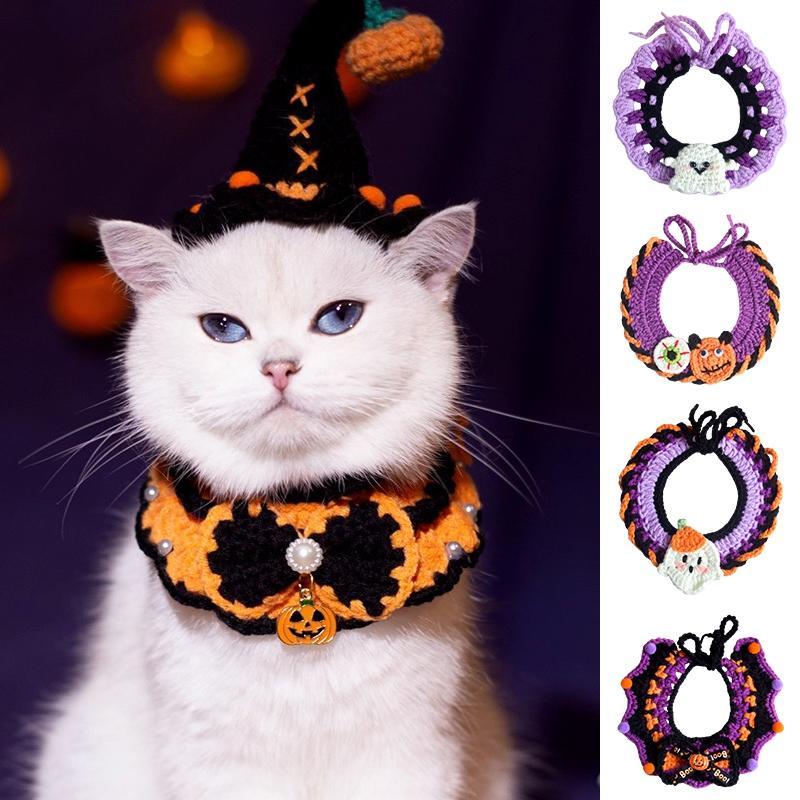 Halloween Christmas Cat Collar Pet Scarf Accessorie Cute Cat Clothing Decoration Pet Clothes for Cat Halloween Decoration
