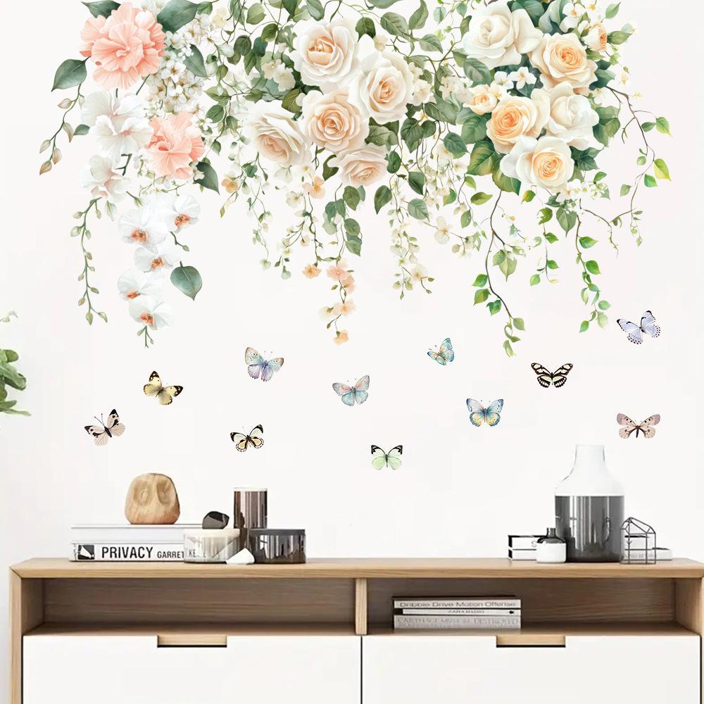Flower Plants Wall Stickers Home Decoration Bedroom Adhesive Decals Wallpaper
