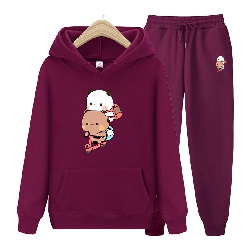 

Женский комплект с капюшоном с длинными рукавами Bubu и Dudu Drink Bubble Tea с принтом, женский комплект с капюшоном Kawaii, женская толстовка, одежда M