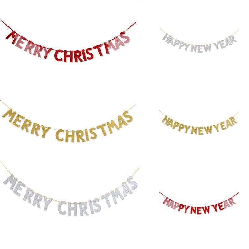 Reusable Merry Christmas Happy New Year Banner For Party Home Decoration
