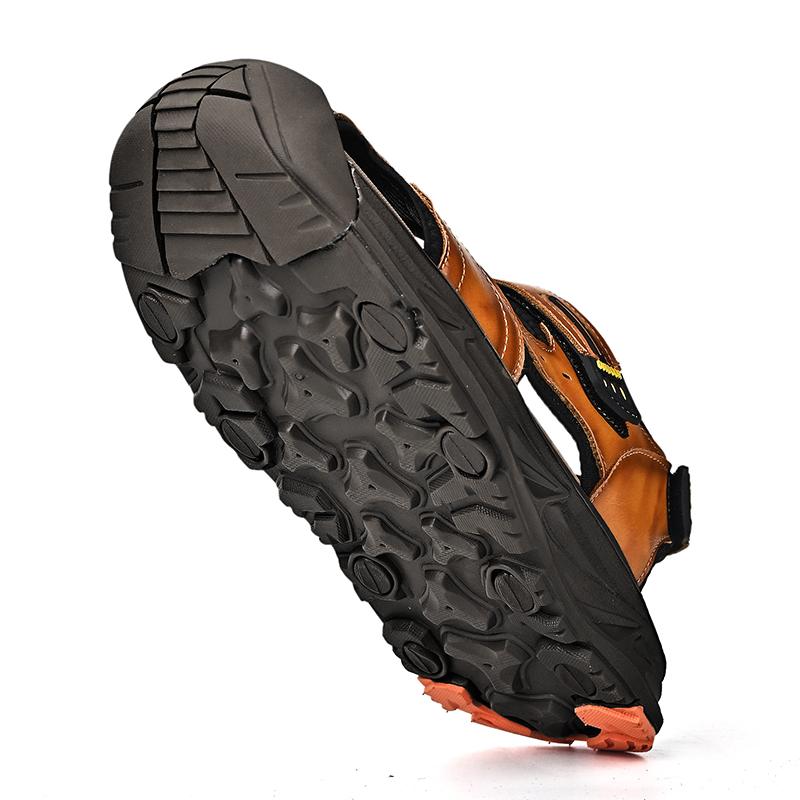 Fashion Summer Genuine Leather Mens Sandals 2024 Handmade Casual Shoes Outdoor Antiskid Beach Sandals for Men Walking Shoes Mocassins