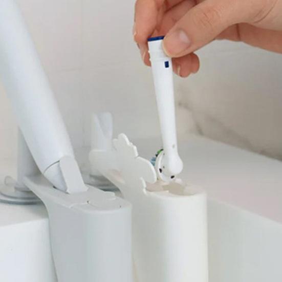 Toothbrush Holder with Suction Cups BPA-Free Plastic Hollow Drain Tray Moisture Resistant Toothbrush Storage Rack for Family Travel Home Use