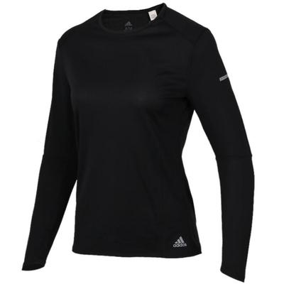 Casual Sports Round Neck Logo Long Sleeve T-Shirt Women Tops Black DM3140