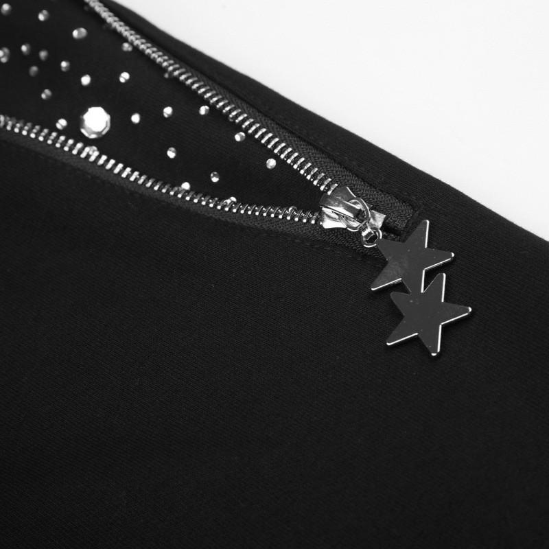Unisex Streetwear Hooded Zip-Up Sweatshirt With Rhinestone Detail Loose Fit Cotton Pullover