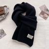 White wool versatile soft waxy knitted scarf women's winter warm long scarf casual couple