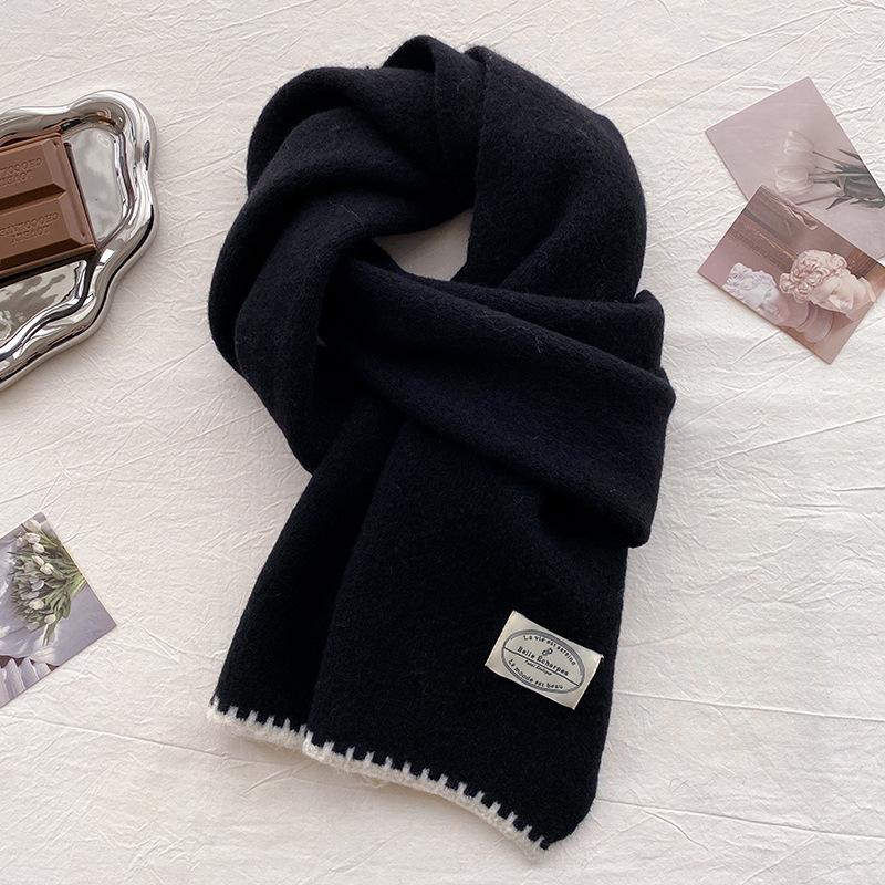 White wool versatile soft waxy knitted scarf women's winter warm long scarf casual couple