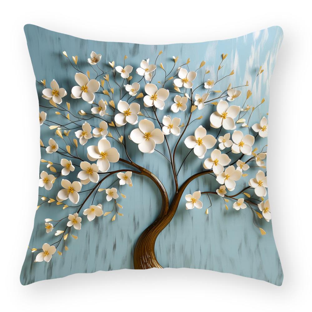 Cotton and Linen Pillowcase Oil Painting Printed Pillowcase Home Sofa Cushion Pillowcase Car Waist Cushion Seat Cushion
