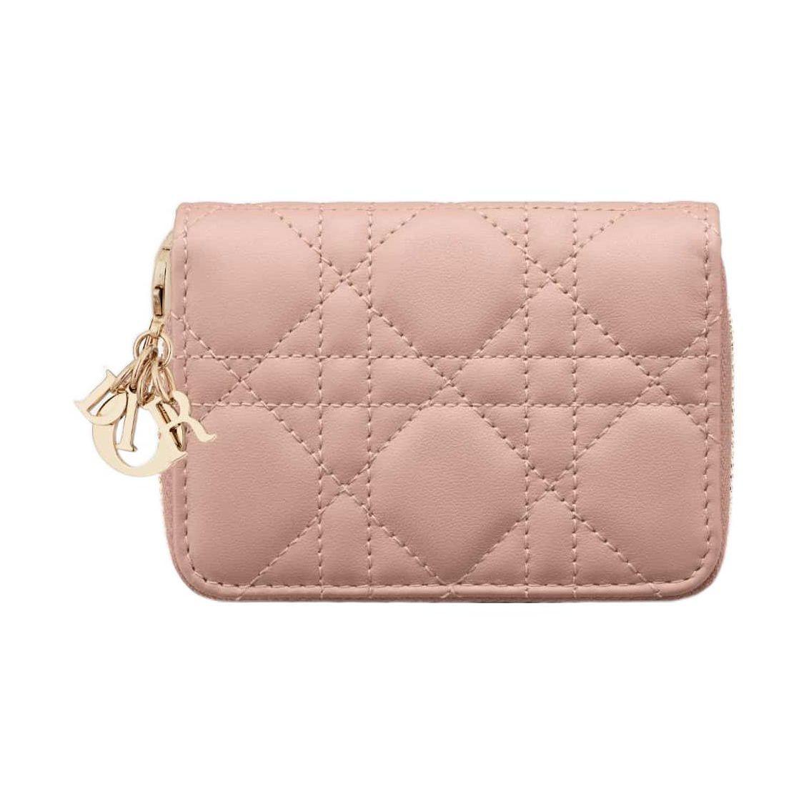 

Dior Lady Checkered Pattern Solid Color Zipper Wallet With Detachable Pendant Women Wallet Rose-Pink S0985ONMJ-M49P Box(Basic Set+Box)