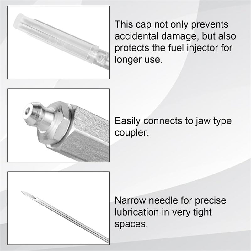 #046P 4pcs 90 Degree Grease Needle Fitting Set (Silver)