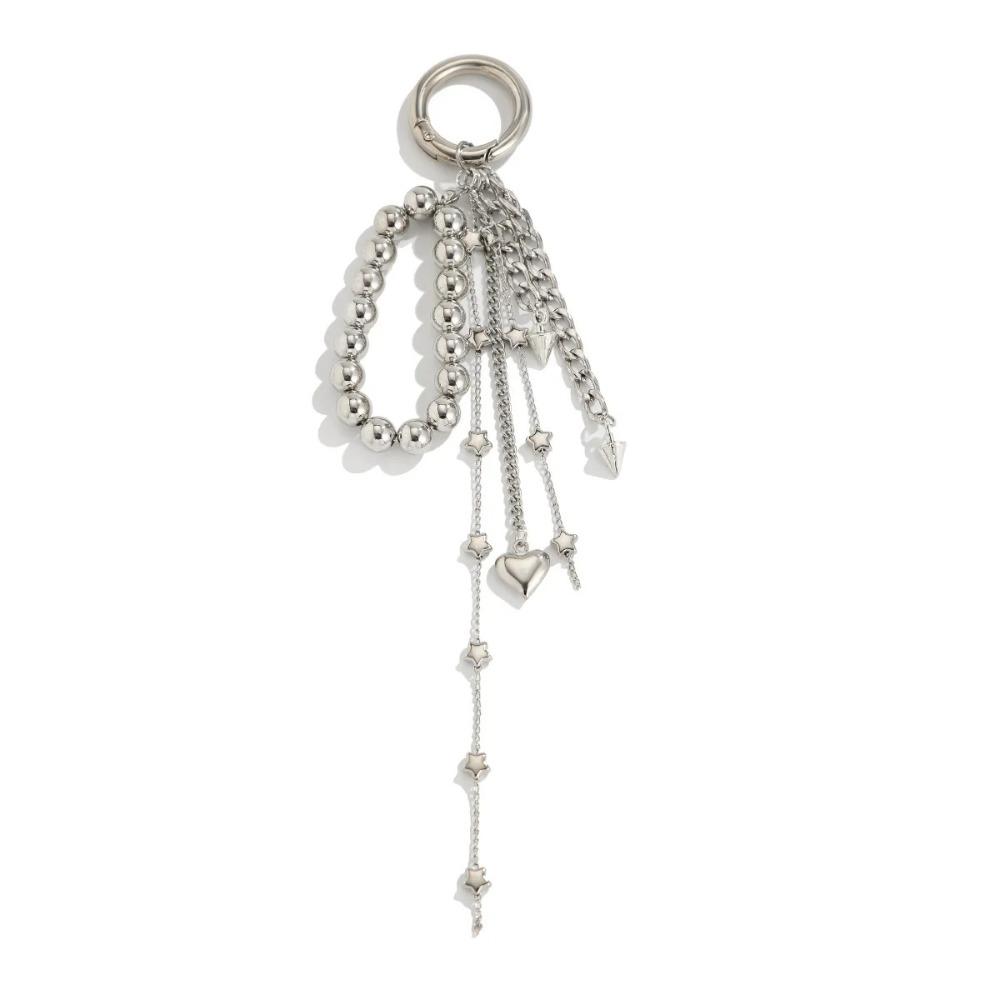 Peach Heart Shape Bead Bag Chain Metal Pendant Jewelry Pearl Beaded Keychain Bag Accessories