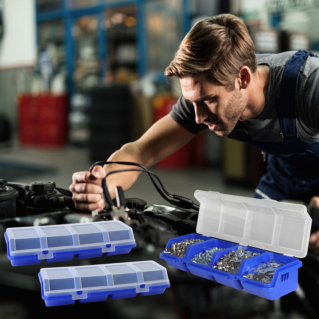 9 Pack Screw Organizer Box With Lids 4 Compartments Tools Organizer Box Small Parts Storage Box Sorting Screw Toolbox Case Plast