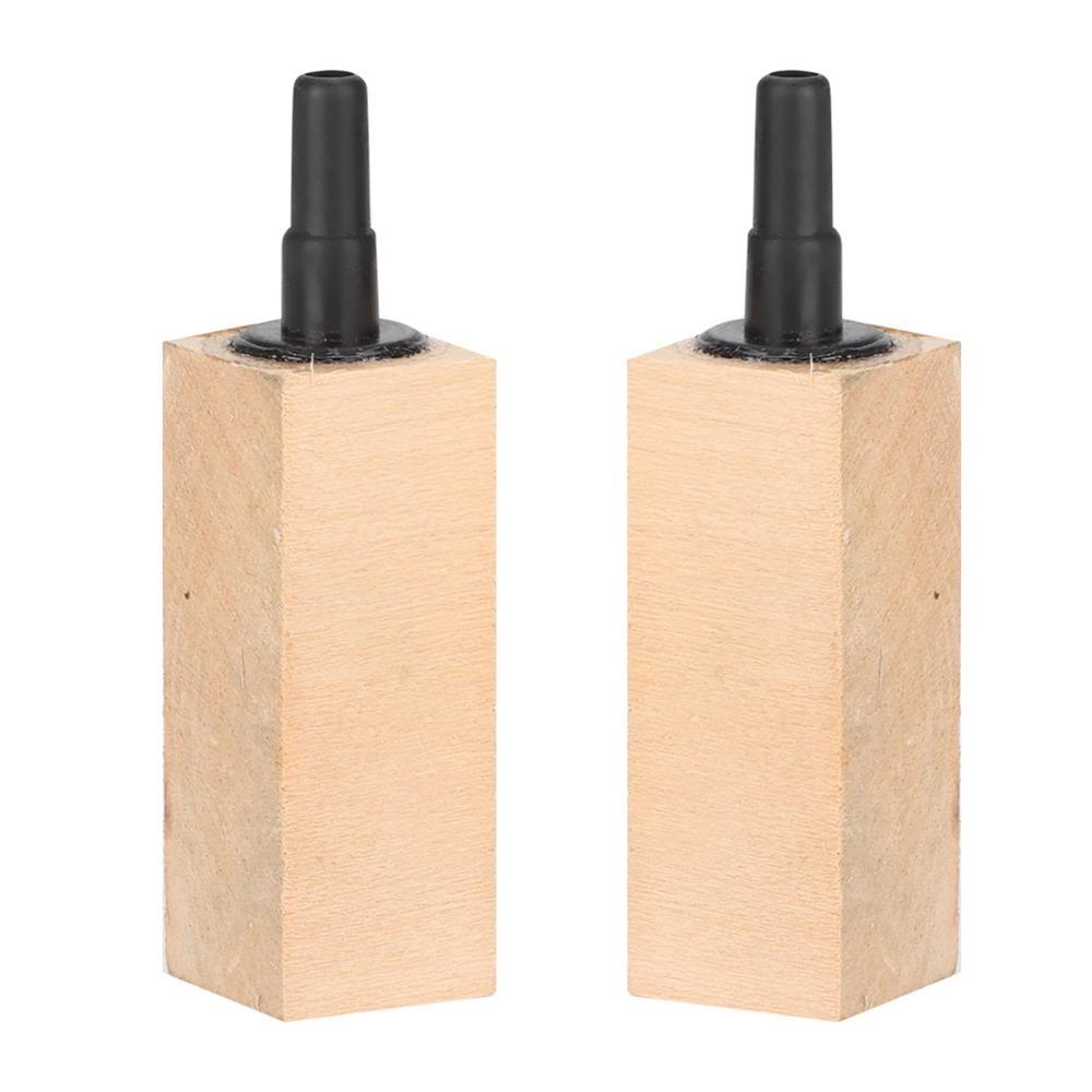 2PCS Set Wood Wooden Air Bubble Stone Cylinder Fine Bubbles Natural Wooden Diffuser Fine Mist Air Stone Diffuser Aquarium