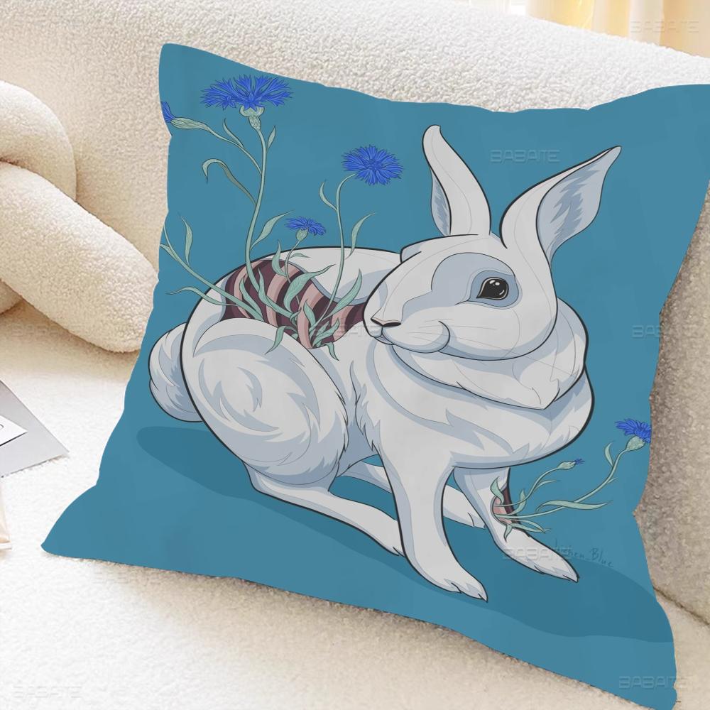 Kanin konstkudde present hemmakontor dekoration sovrum soffa bil kuddfodral fodral 45x45