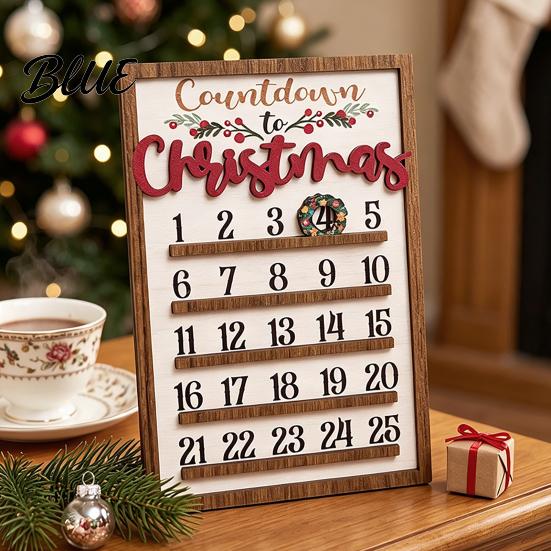 Stylish Wall Hanging Calendar Sign Calendar 25 Christmas Countdown Decor Wooden Days Advent with Nordic