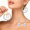 Chinese Style Floral Blue and White Porcelain Bow Earrings Jewelry Light Luxury Temperament