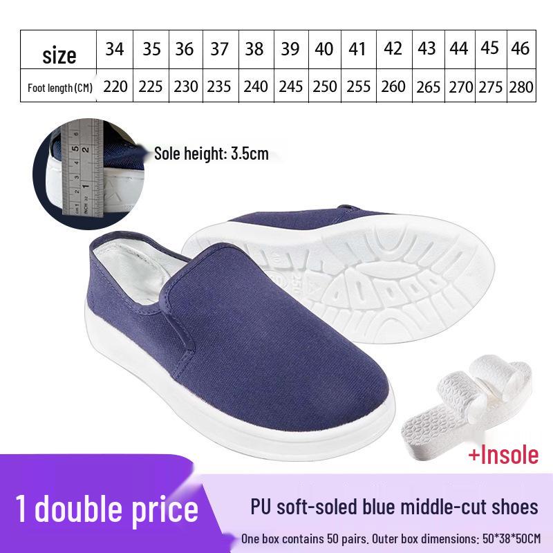 Dustproof Anti-static PU Mid-cut Soft Sole Work Shoes for Cleanroom