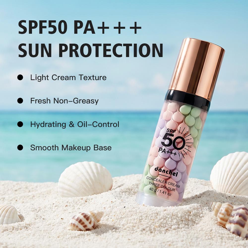danchel 3-in-1 Moisturizing Oil-Control Sunscreen Primer, Lightweight Natural Base Makeup, Daily Protection SPF50 PA+++, 30ml