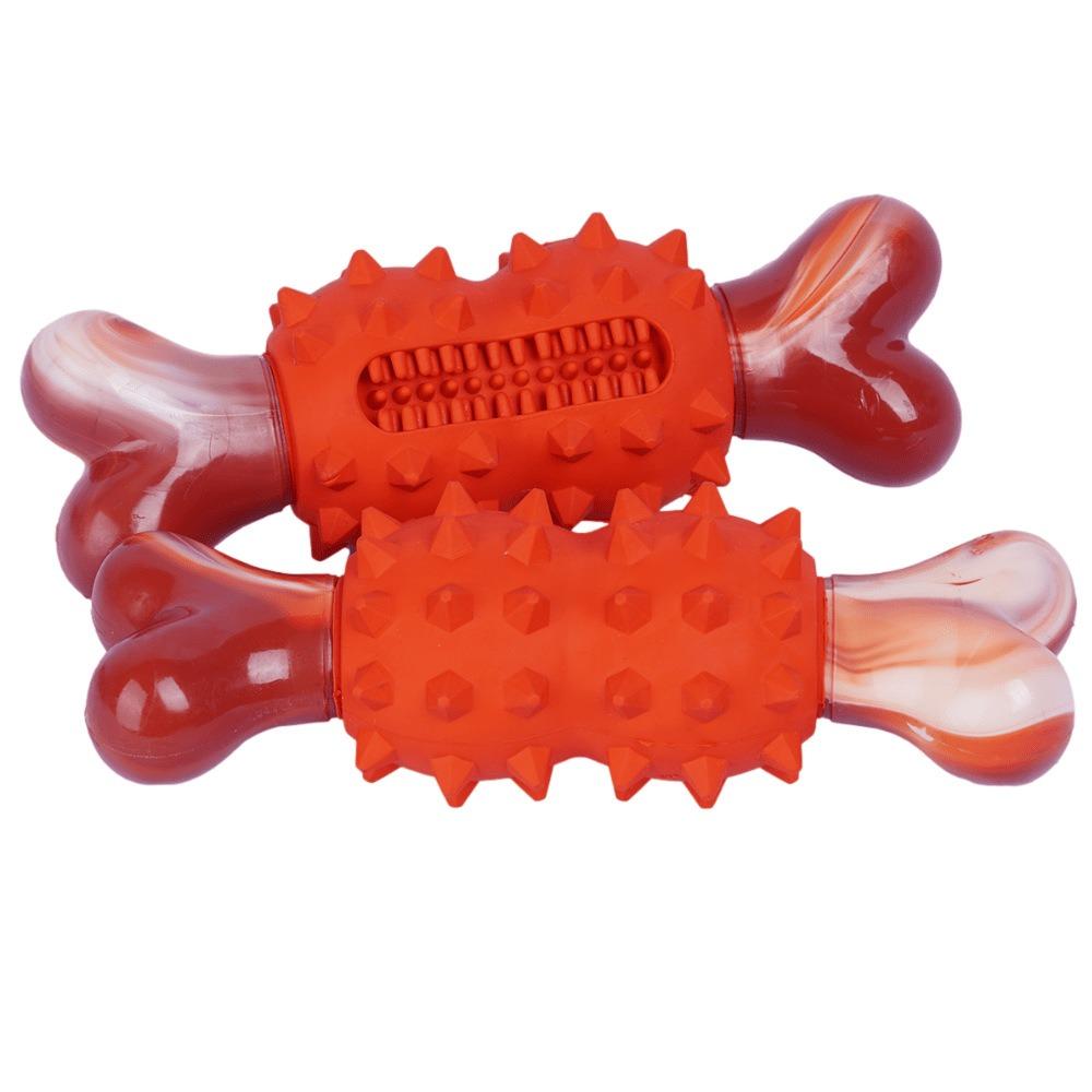 Dog Toys Chewing Grinding Teeth Cleaning Bite Resistant Rubber Nylon Bones Easy Clean  Relieve Stress Fun Dog Toothbrush Toys