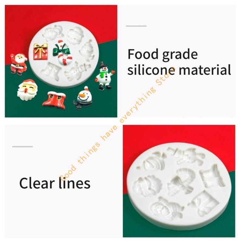 55KF Santa Snowmans Silicone Mold Fondant Mold DIY Christmas Ornaments Mold