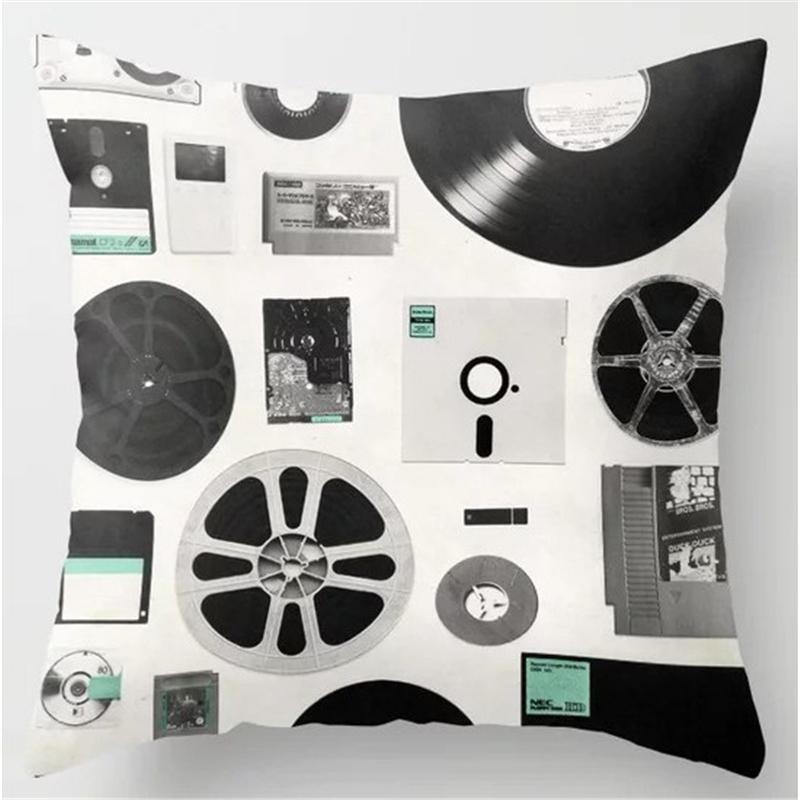 Retro Speaker Piano Rock Black White Cushion Cover Home Sofa Chair Pillow   Music Pop Band