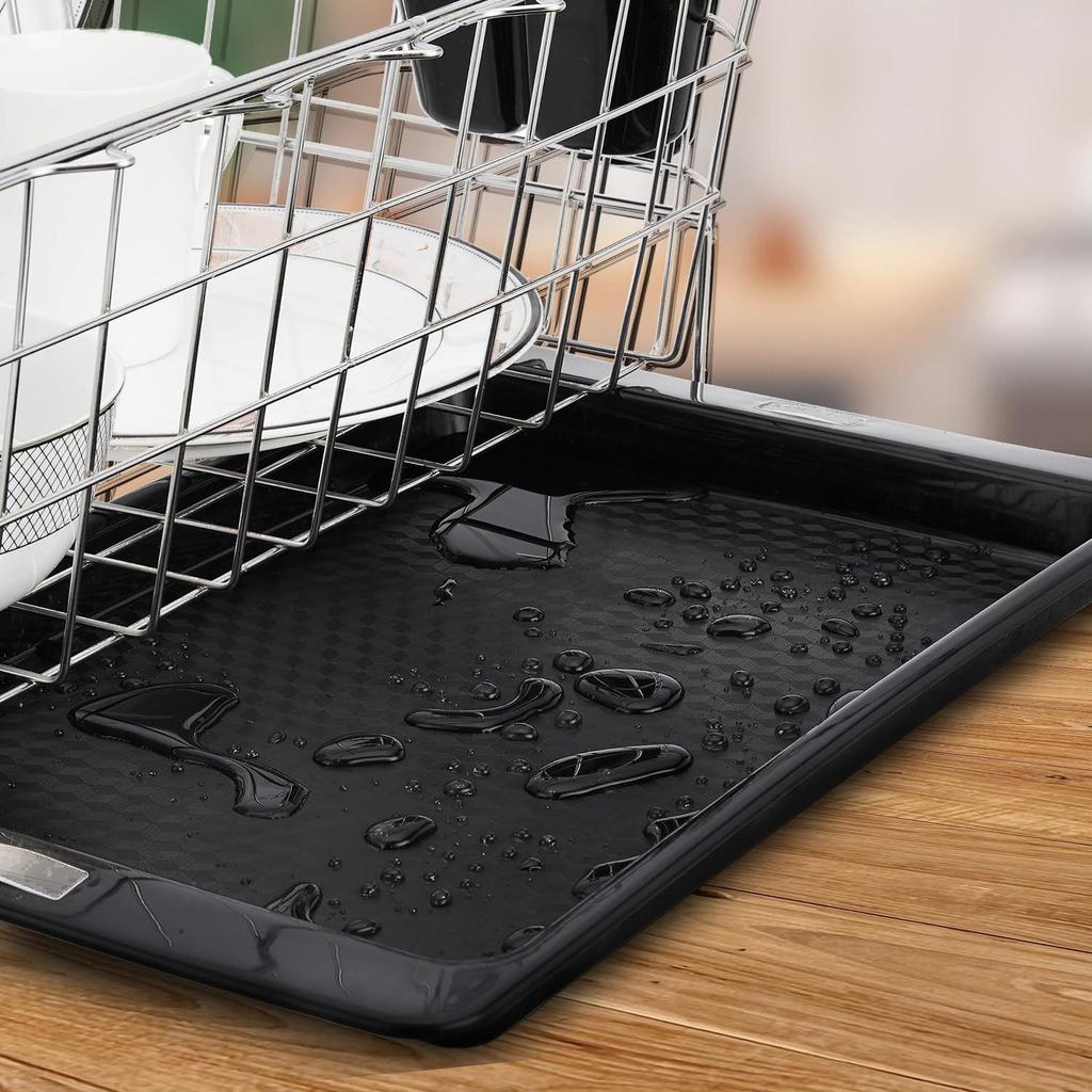 Luxusní nerezový odkapávač na nádobí s odkapávací miskou | 3dílný držák na prkénka a sklenice/víka | Koš na sušení kuchyňského náčiní | Odkapávač na nádobí | 55,3 x 37 x 23 cm |