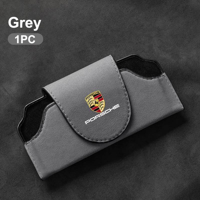Zamszowe etui na okulary samochodowe Pudełko do przechowywania okularów Klips Do Porsche Cayenne Panamera Macan 911 718 Taycan Boxster Cayman-GT Akcesoria