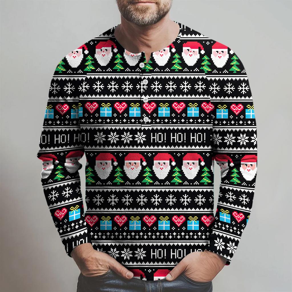 Men's Loose Casual Button Down Collar Long Sleeve Top