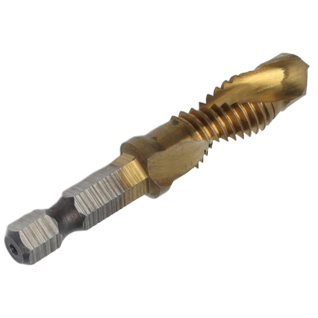 Tap Drill Bits Hex Shank Titanium Coated Metric Screw Combination Tapping Bit for WoodM10